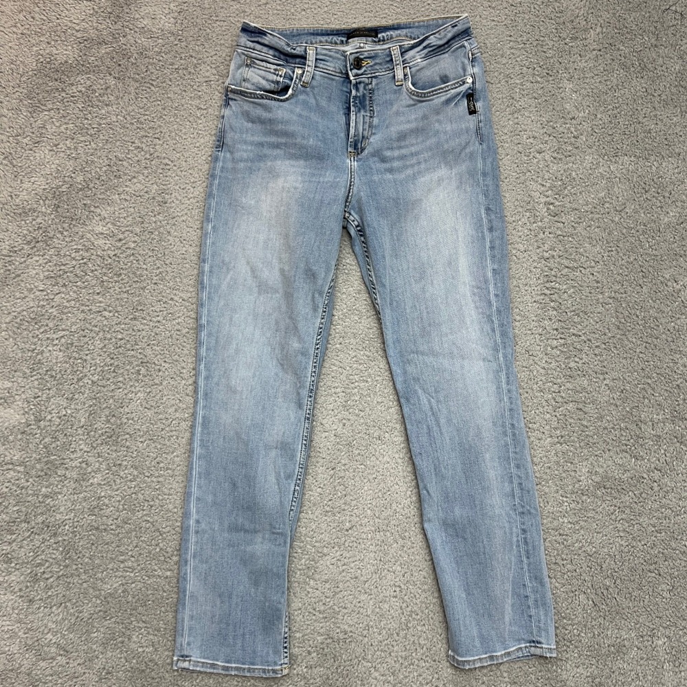 Silver Jeans Co Avery Straight Mens 30x29 Blue Excellent Light Wash Stretch